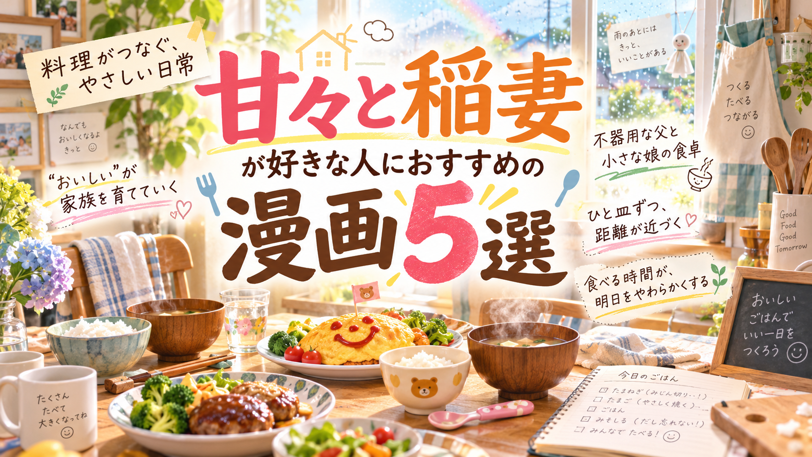 『甘々と稲妻』に似た漫画5選【好きな人におすすめの料理・家族作品】