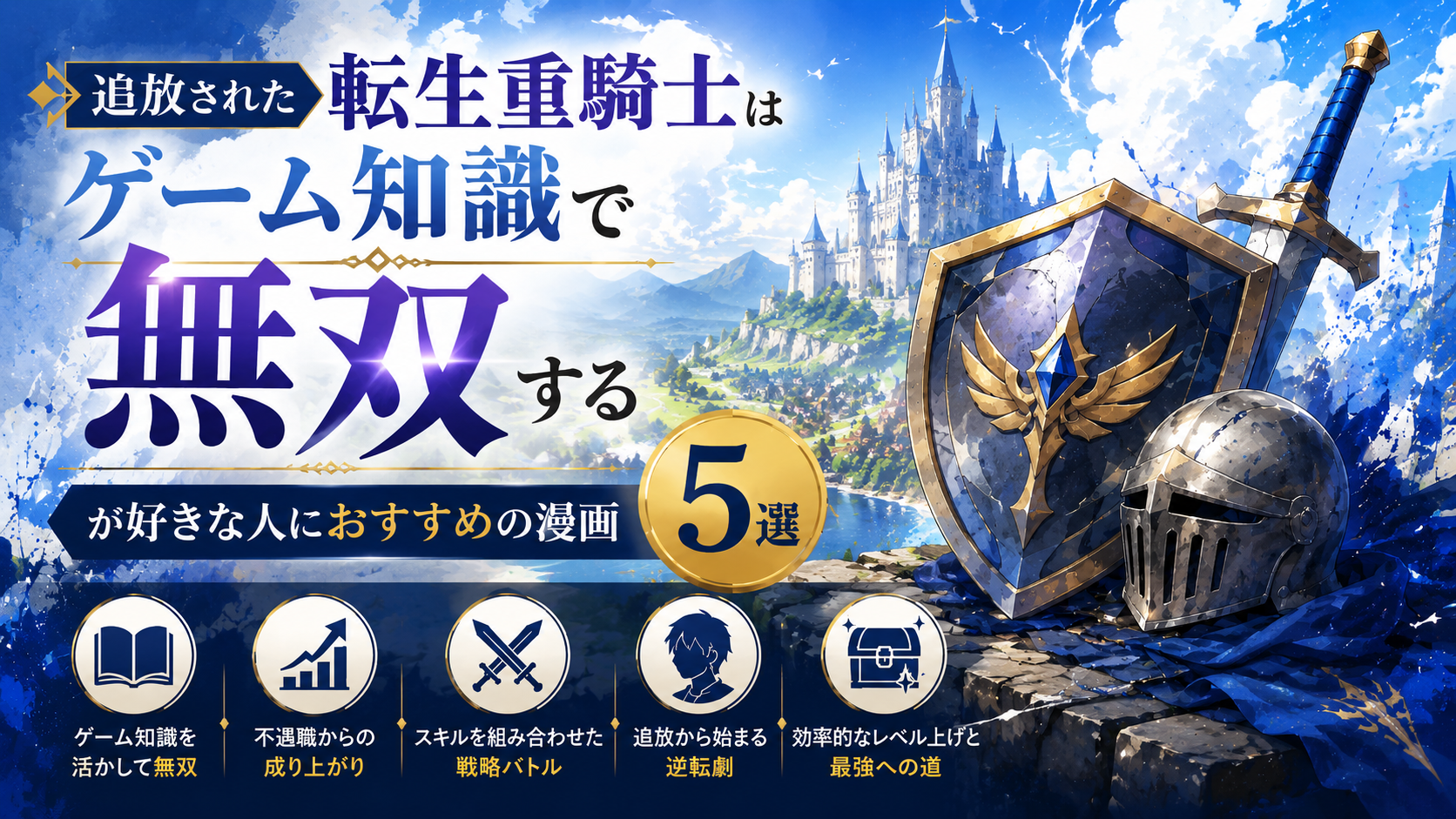 『追放された転生重騎士はゲーム知識で無双する』が好きな人におすすめの漫画5選【異世界・ゲーム・無双】