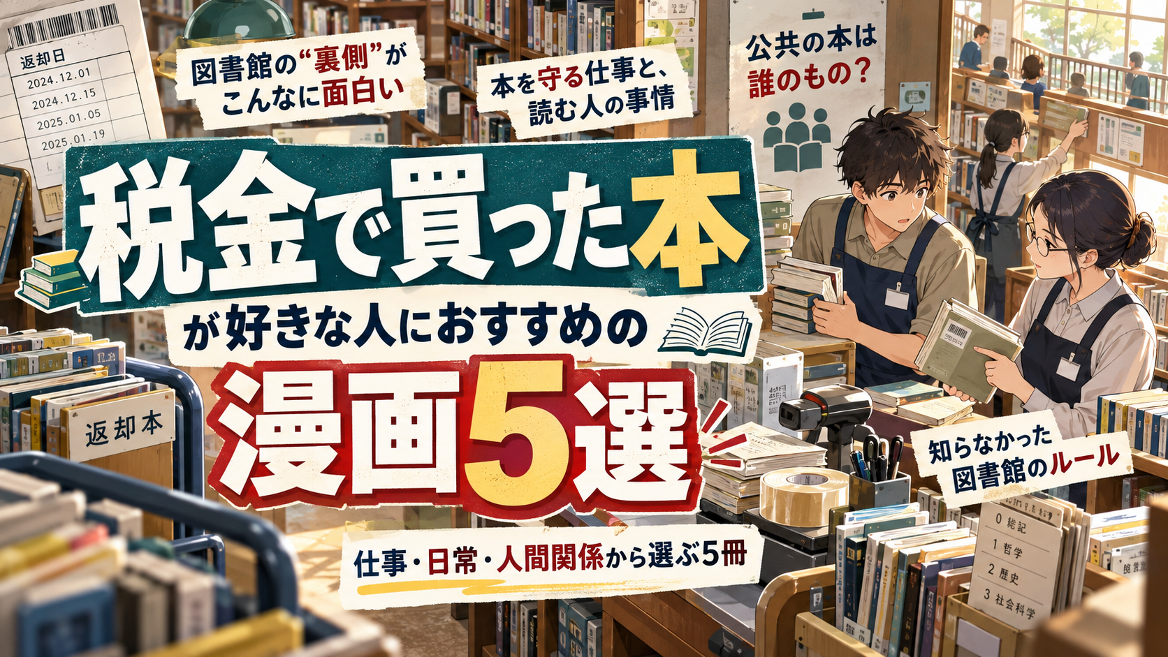 『税金で買った本』が好きな人におすすめの漫画5選【図書館・お仕事・日常】